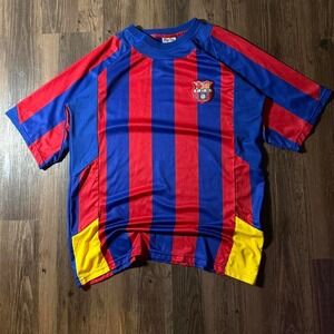 FC Barcelona Soccer‎ Jersey Flying Machine Red Blue Striped T-Shirt